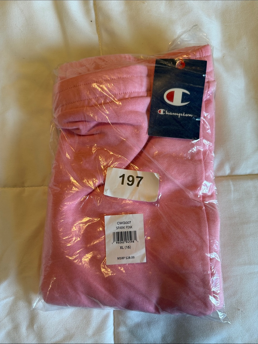 Champion Spark Pink Pullover Sweatshirt with Logo Tag